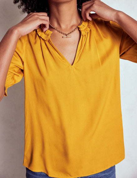 Ria Short Sleeve Top-Golden Rye