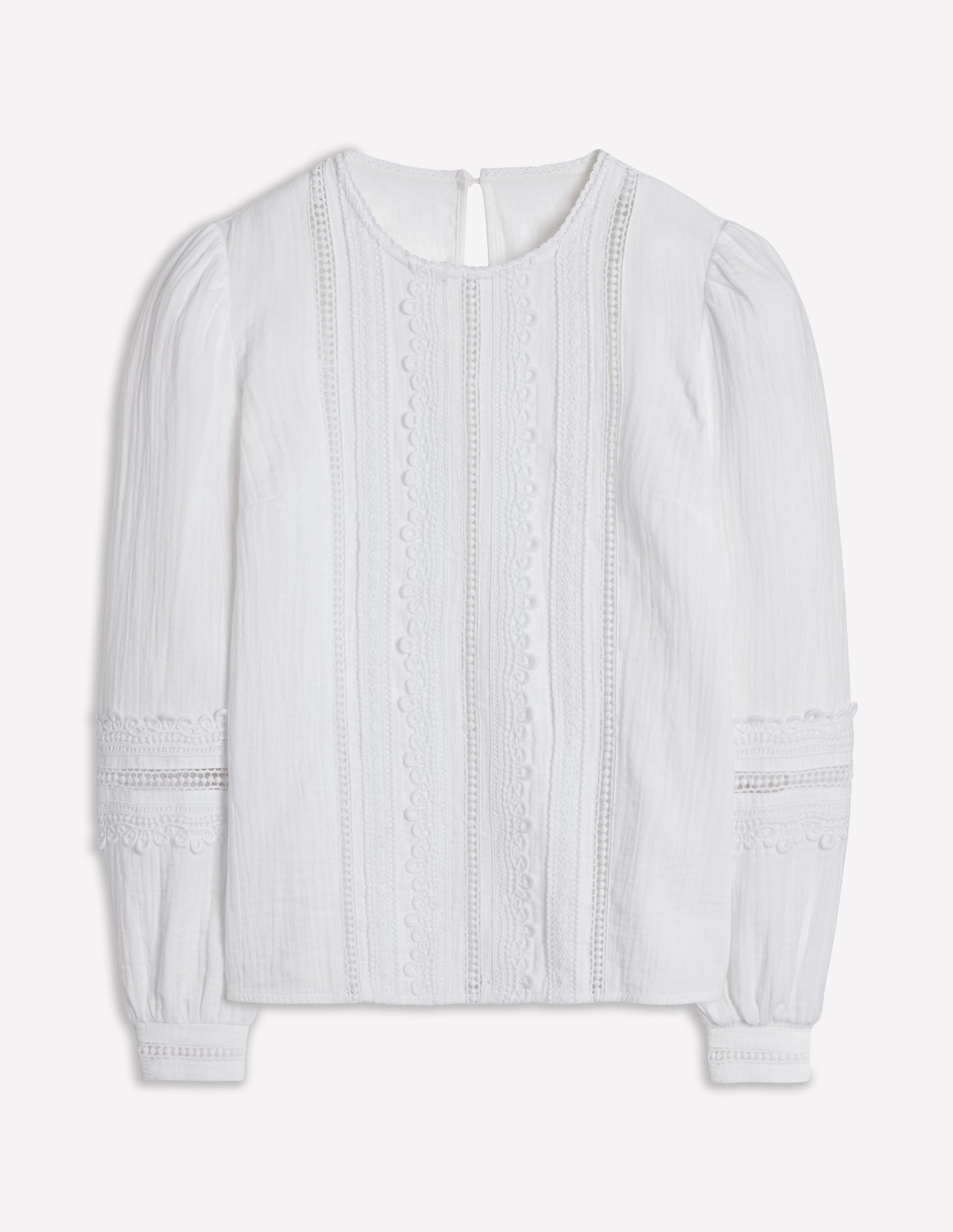 Trim Interest Double Cloth Top-White-6