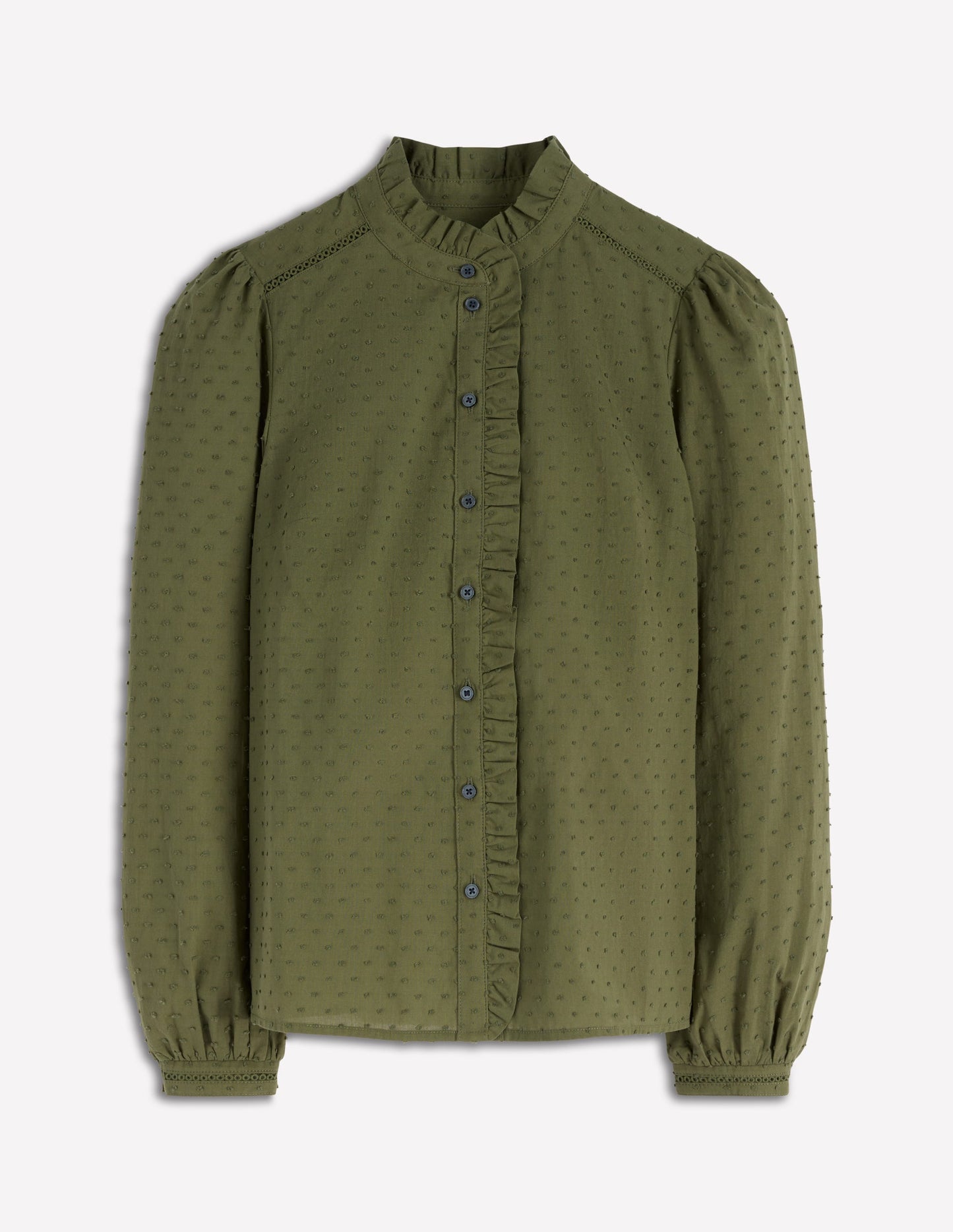 Helena Cotton Dobby Top-Woodland Green