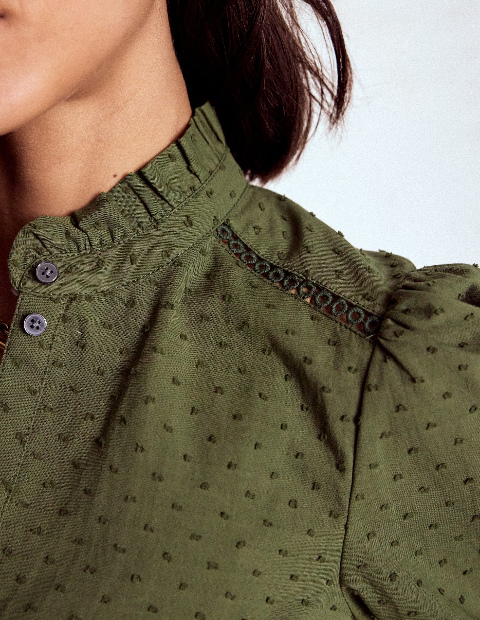 Helena Cotton Dobby Top-Woodland Green-2