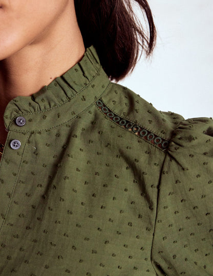 Helena Cotton Dobby Top-Woodland Green-2