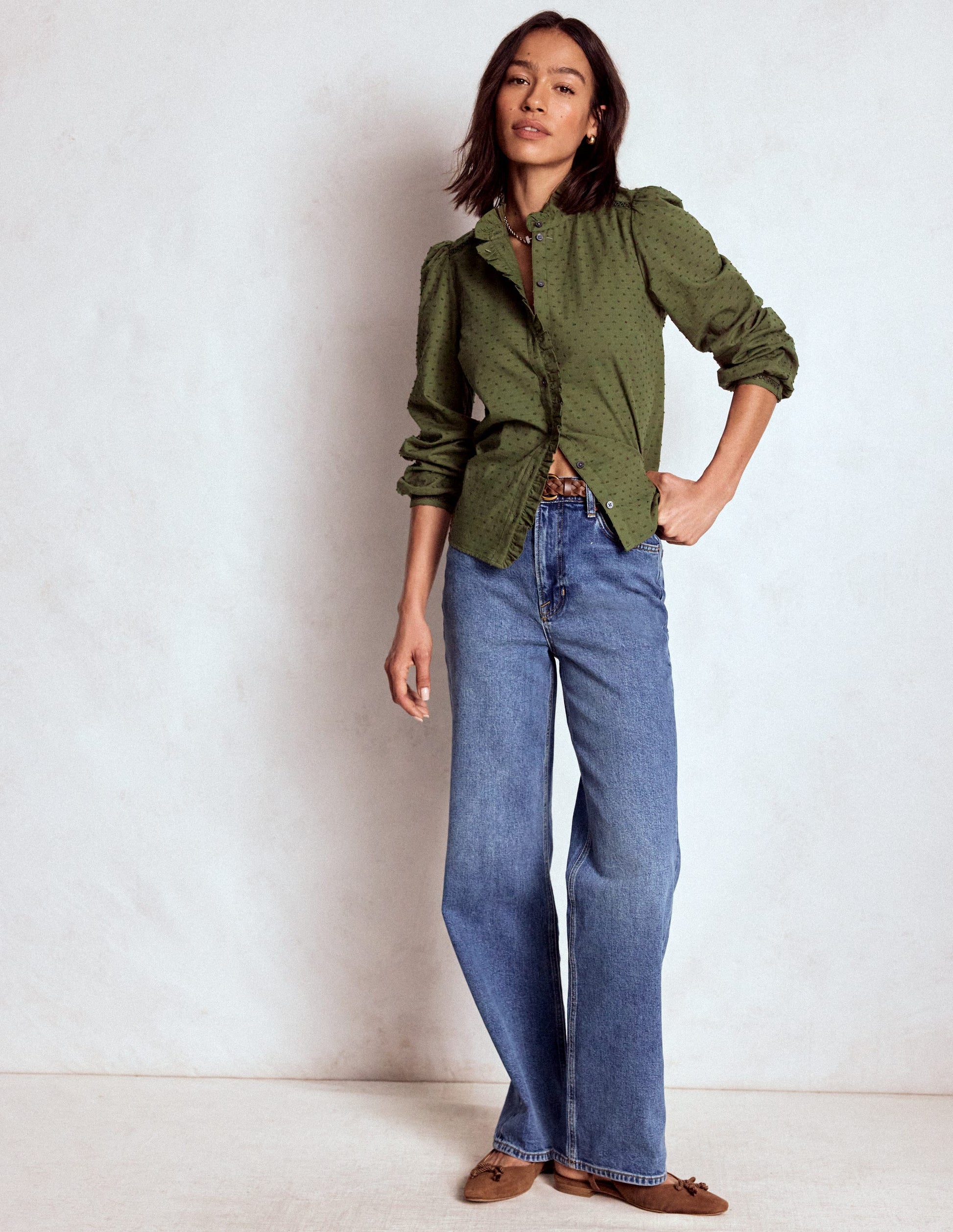 Helena Cotton Dobby Top-Woodland Green-4