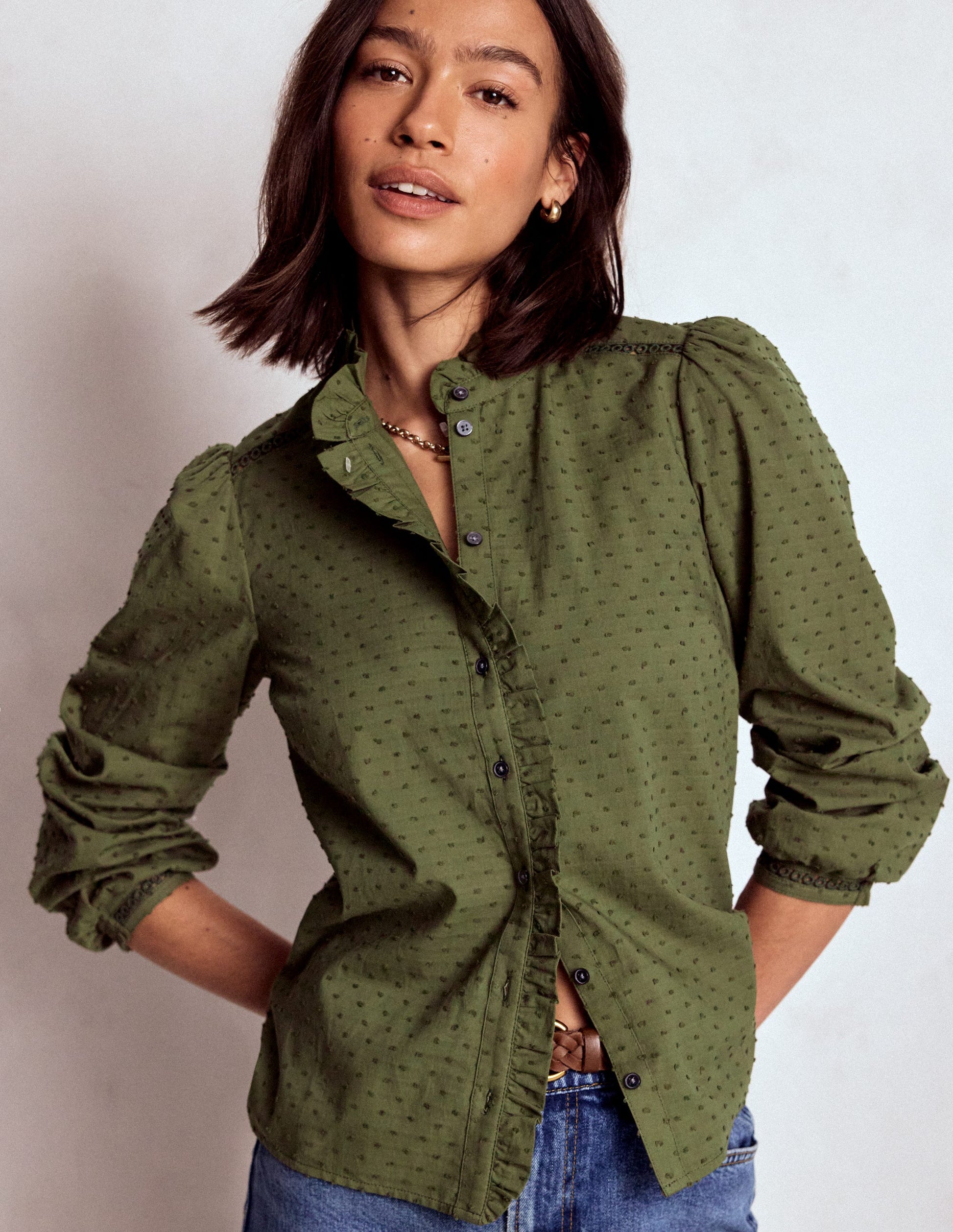 Helena Cotton Dobby Top-Woodland Green-5