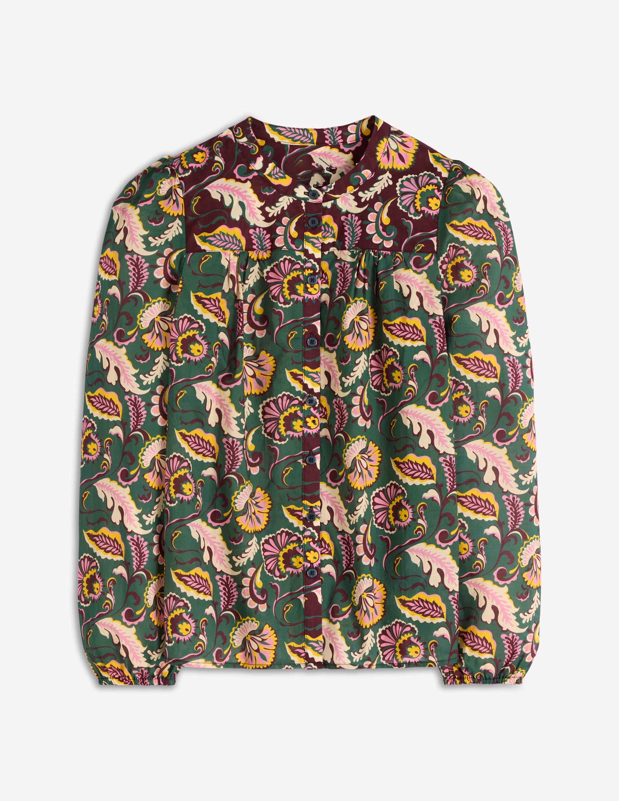Corrine Cotton Top-Dark Green, Ornate Meadow - Image 5