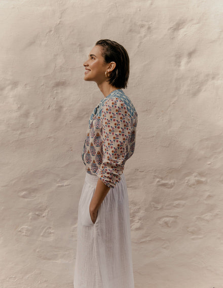 Corrine Cotton Top-Multi, Wildflower Bouquet