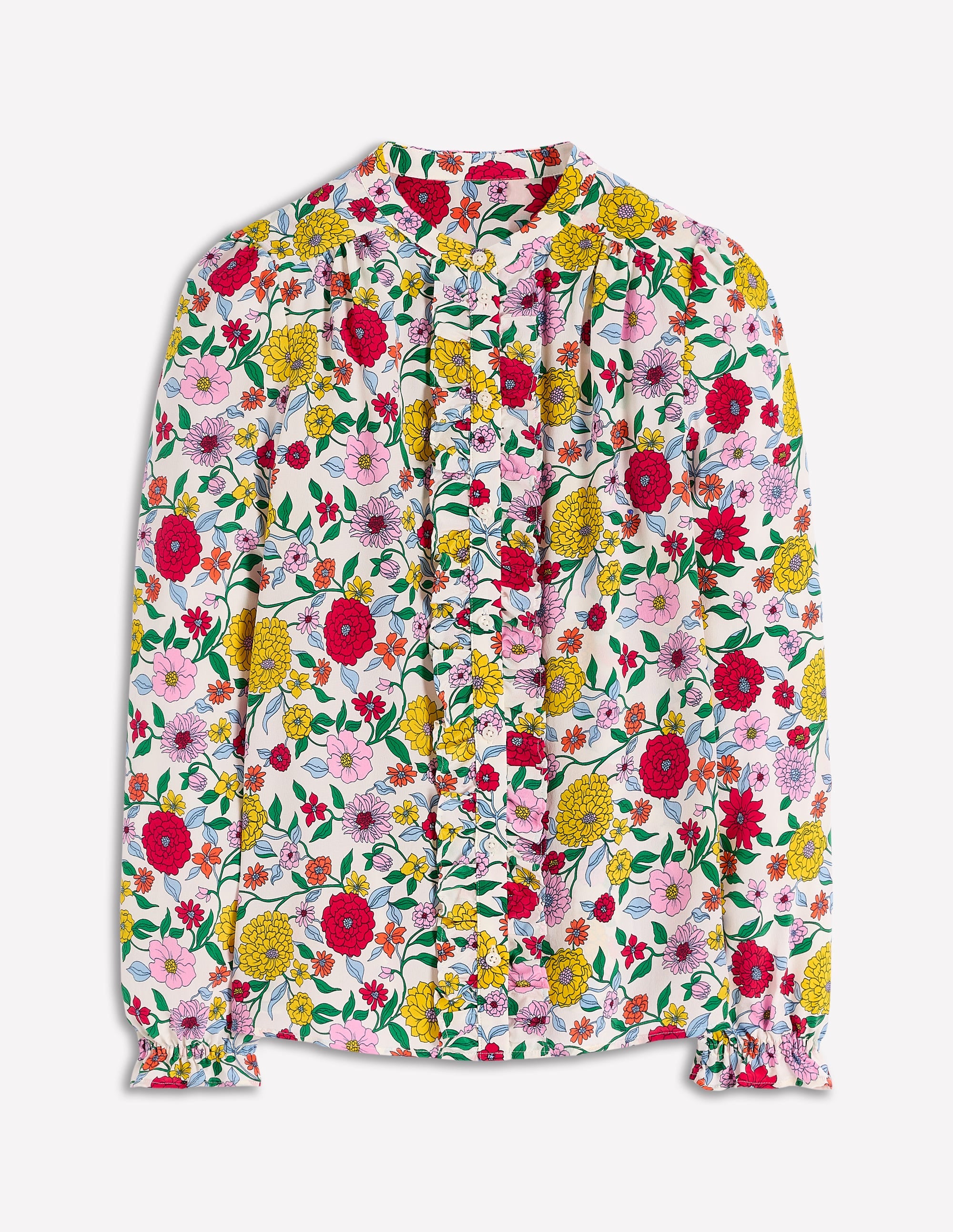 Alice Frill Front Silk Top-Multi, Dahlia Trail - Image 8