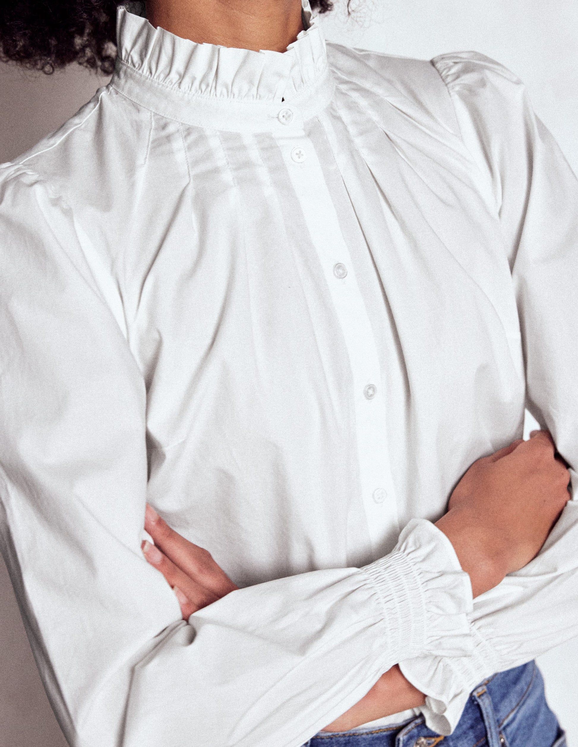 Lorna Pleated Cotton Top-White-2