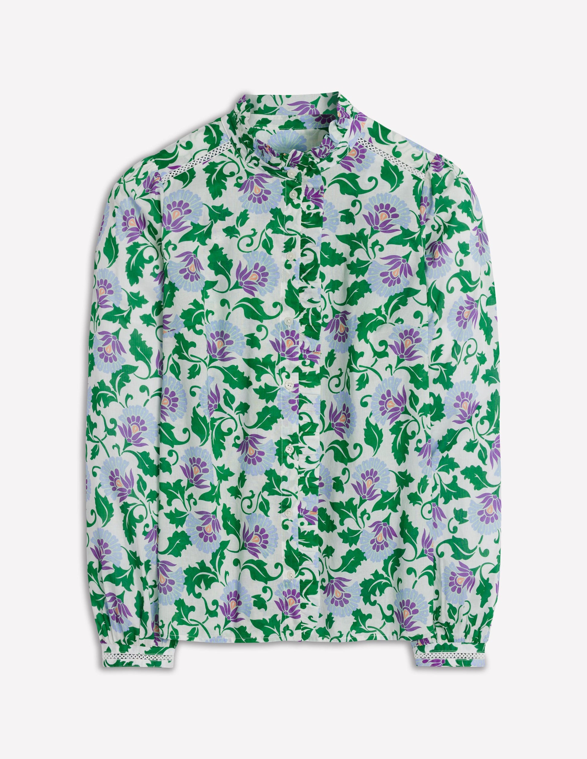 Helena Cotton Top-Rich Emerald, Ornate Vine-6