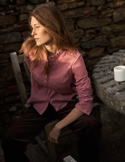 Victoria Cord Shirt-Blushing Rose