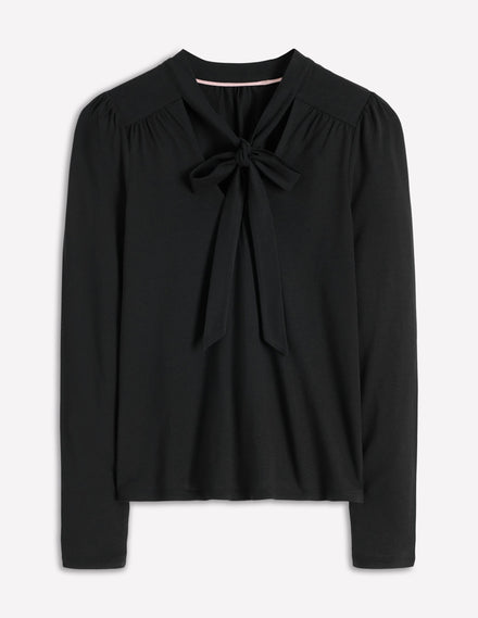 Tie Neck Supersoft Top-Black