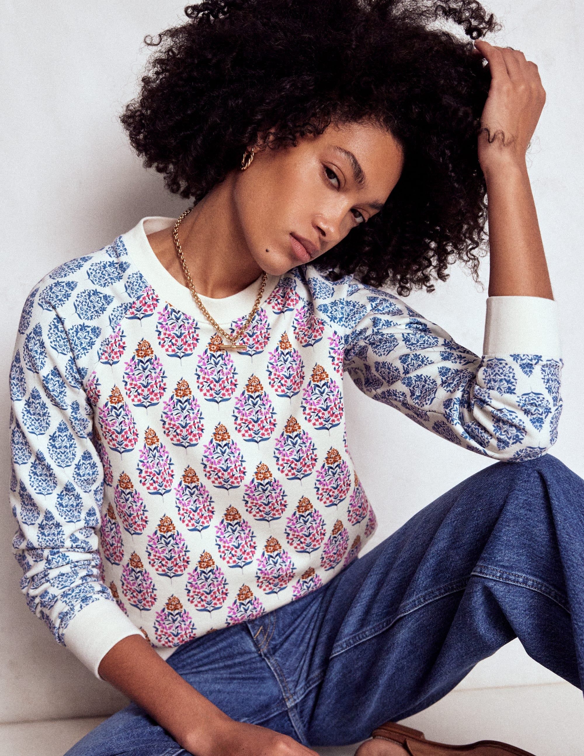 Rosa Printed Sweatshirt-Multi, Wildflower Bouquet - Image 1