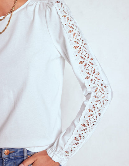 Scarlett Broderie Trim Top-White-3