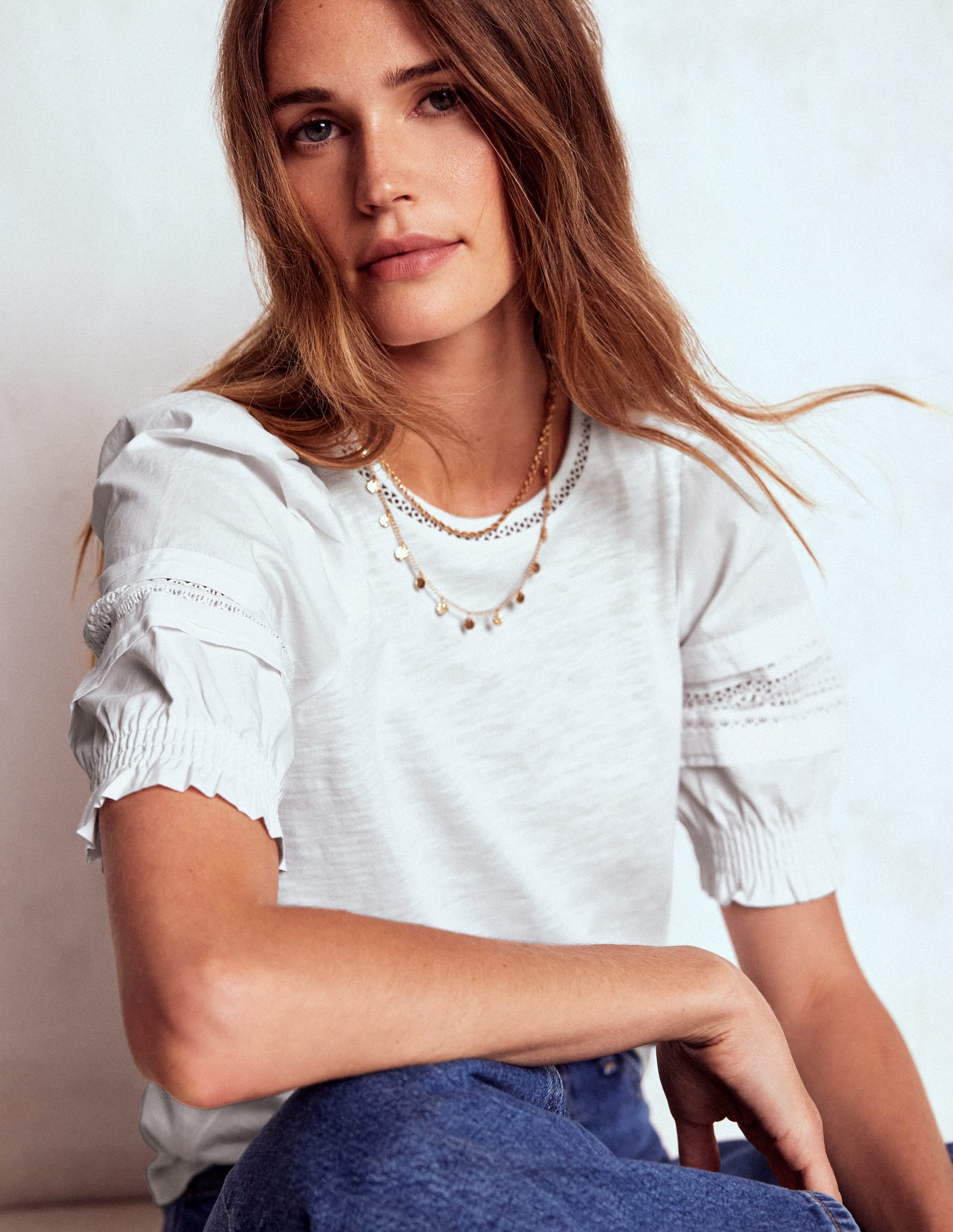 Lottie Puff Sleeve Top-White - Image 1