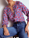 Isla Long Sleeve Jersey Shirt-Poppy Red, Floweret Vine