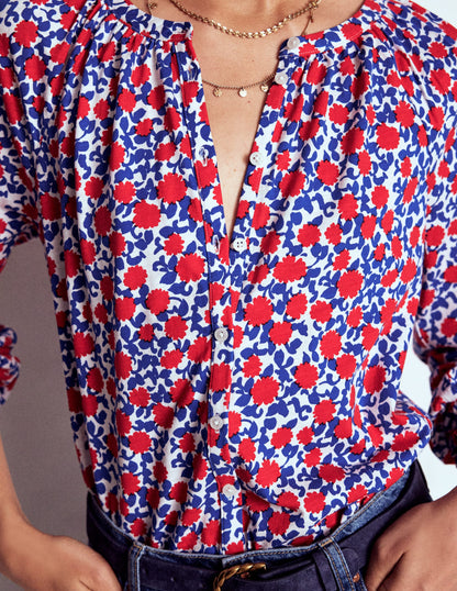 Isla Long Sleeve Jersey Shirt-Poppy Red, Floweret Vine-3