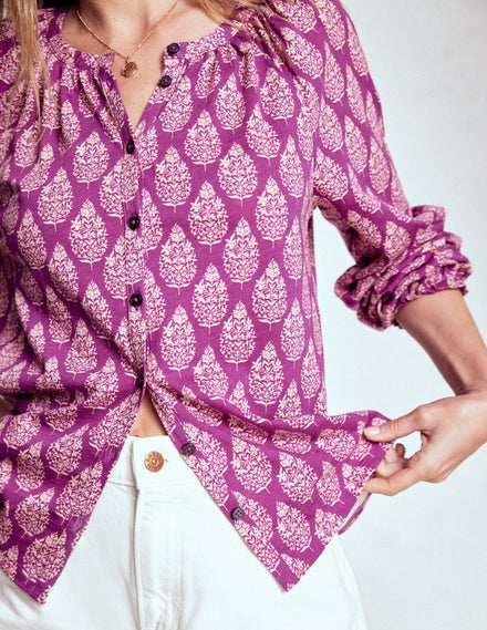 Isla Long Sleeve Jersey Shirt-Purple, Wildflower Bouquet