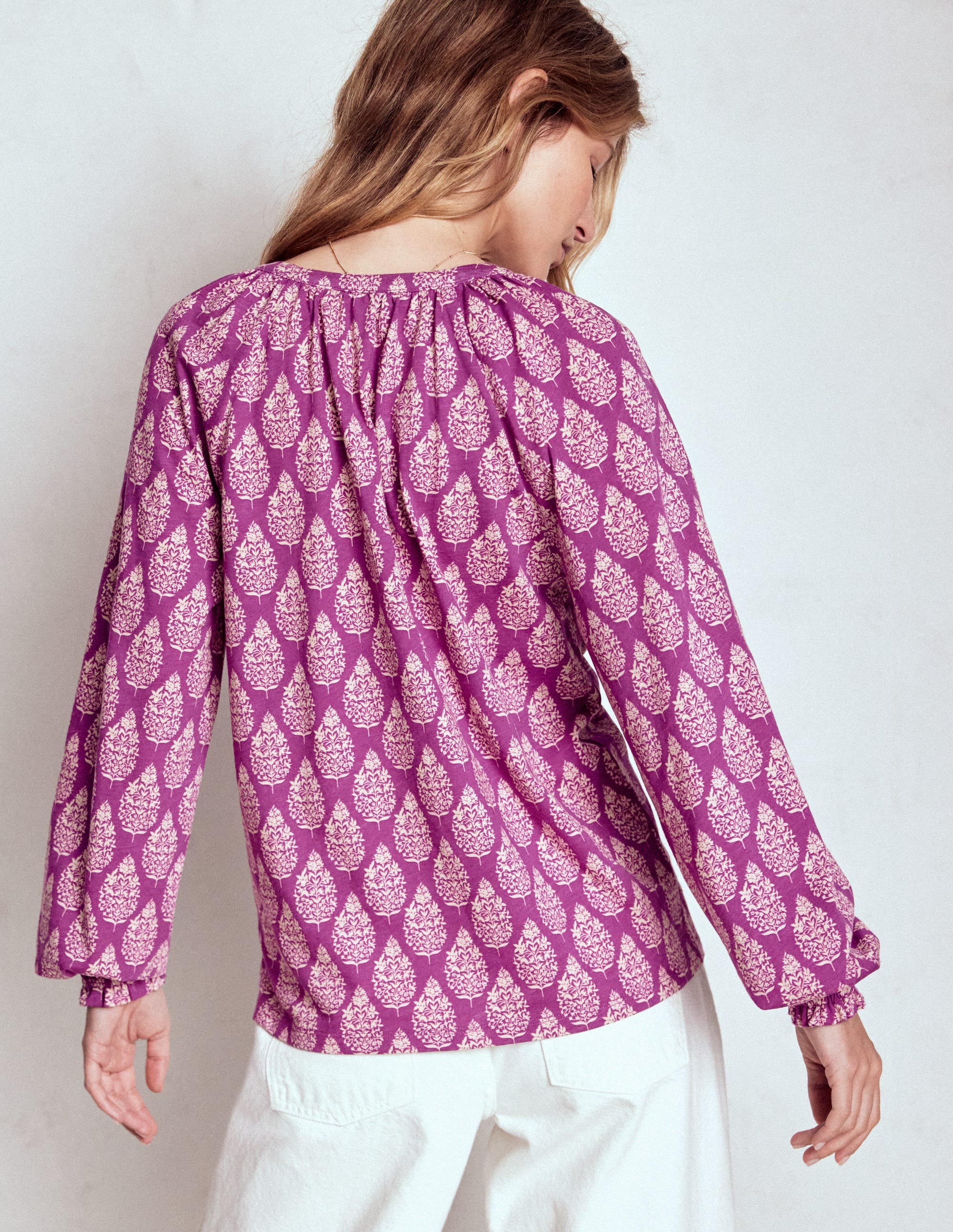 Isla Long Sleeve Jersey Shirt-Purple, Wildflower Bouquet - Image 3