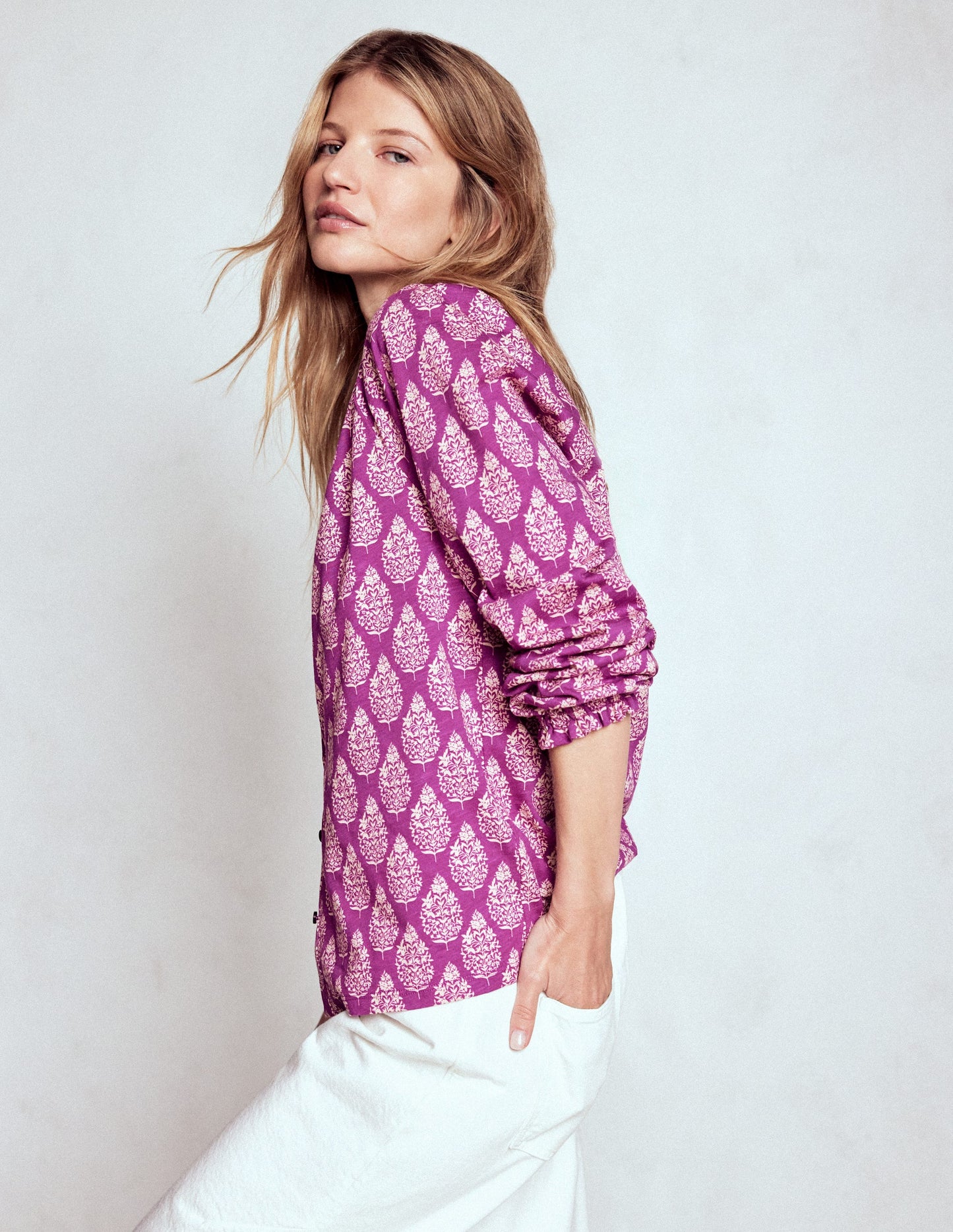 Isla Long Sleeve Jersey Shirt-Purple, Wildflower Bouquet