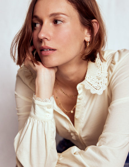 Lace Collar Blouse-Ivory