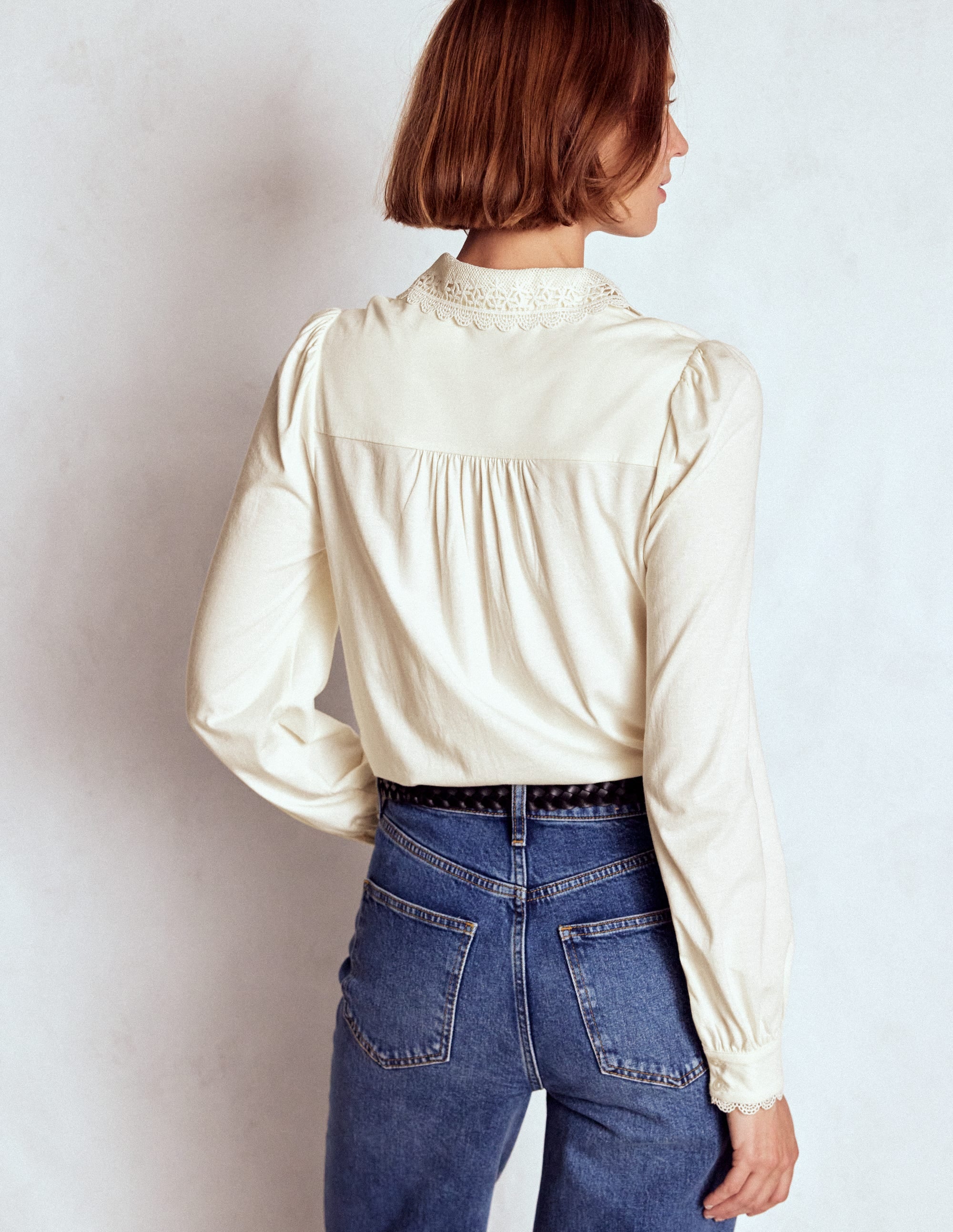 Lace Collar Blouse-Ivory - Image 3