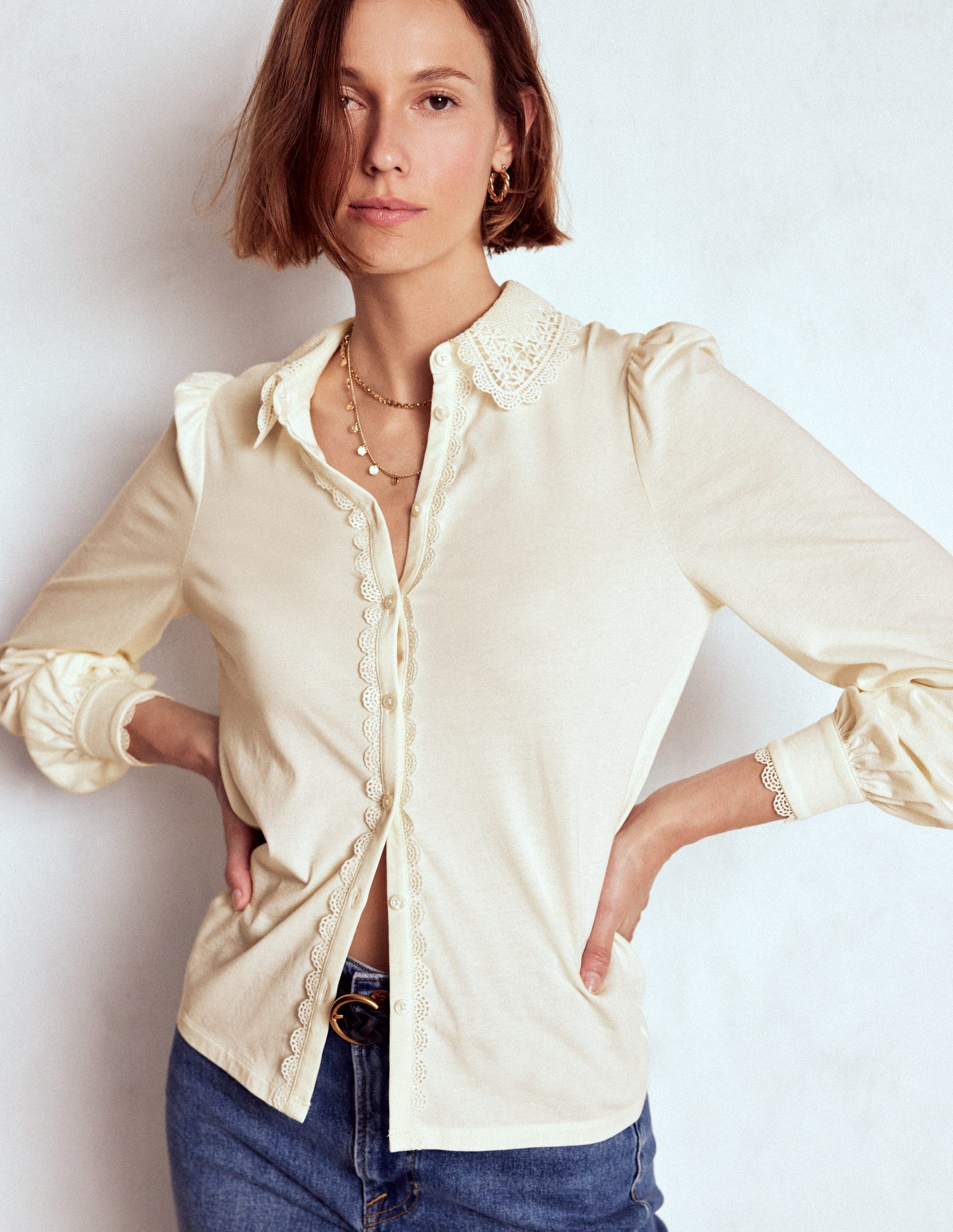 Lace Collar Blouse-Ivory-4