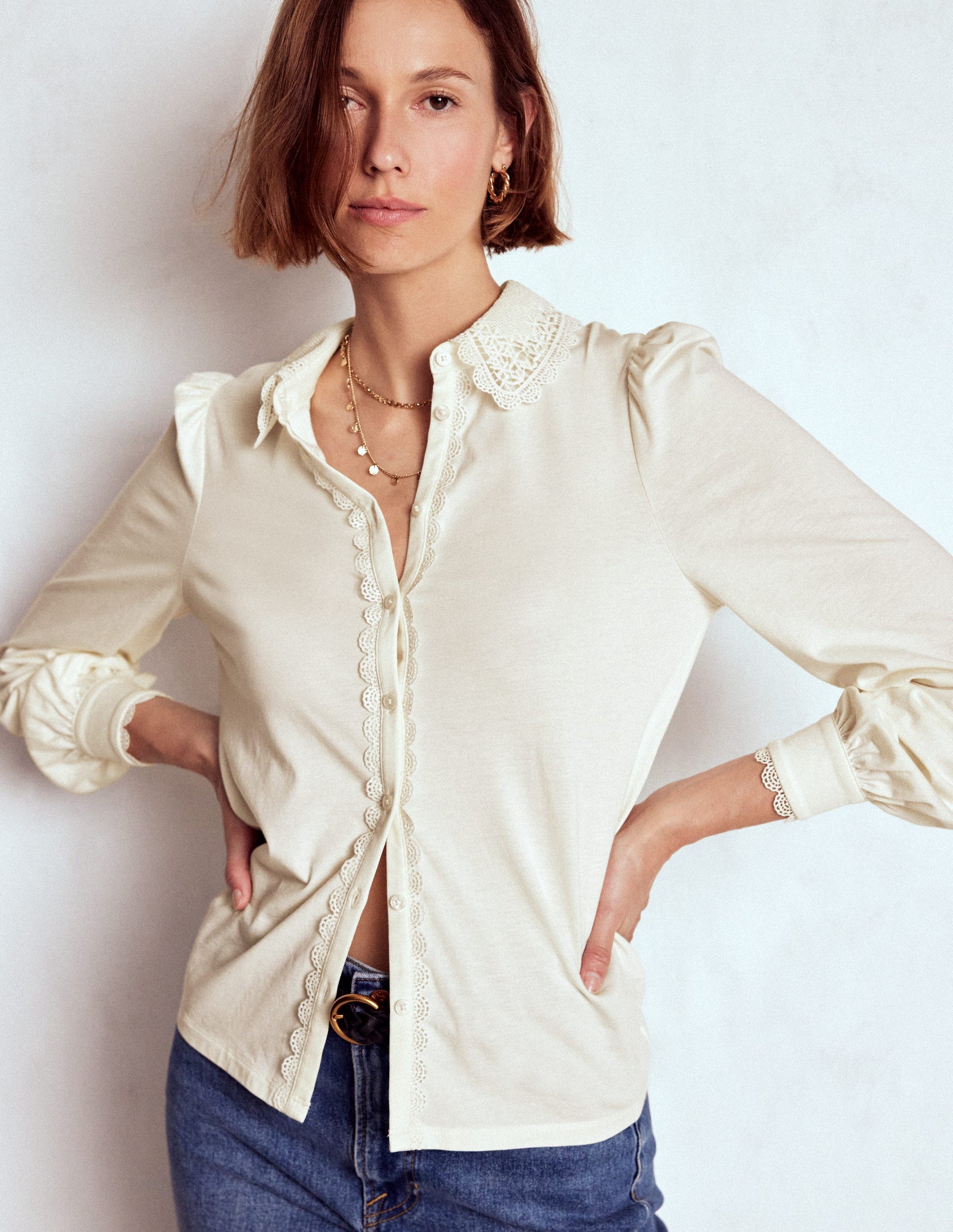 Lace Collar Blouse-Ivory-4