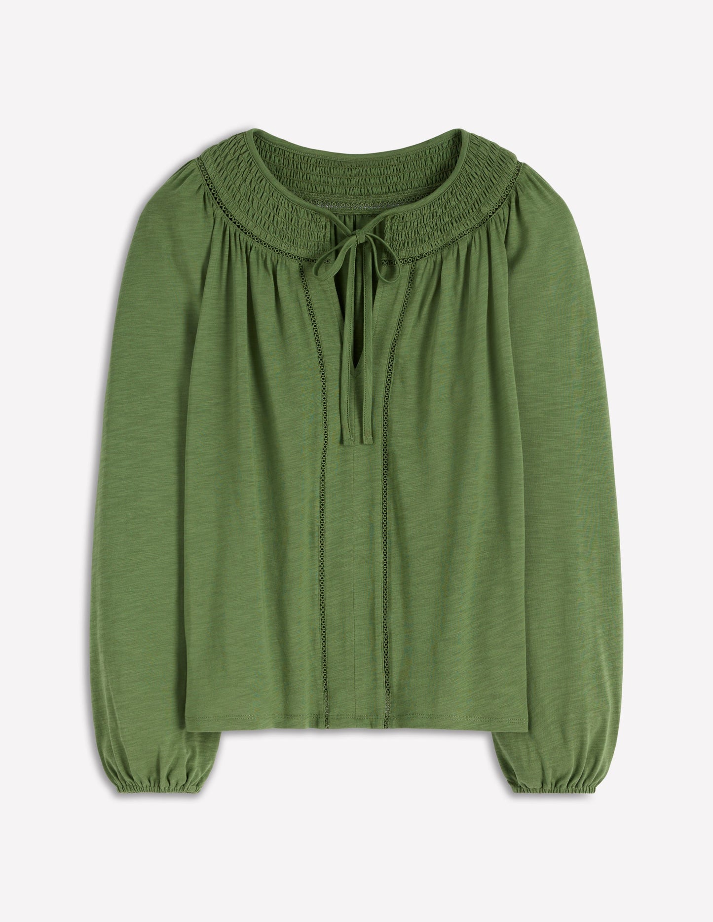 Georgia Smocked Jersey Top-Safari Green
