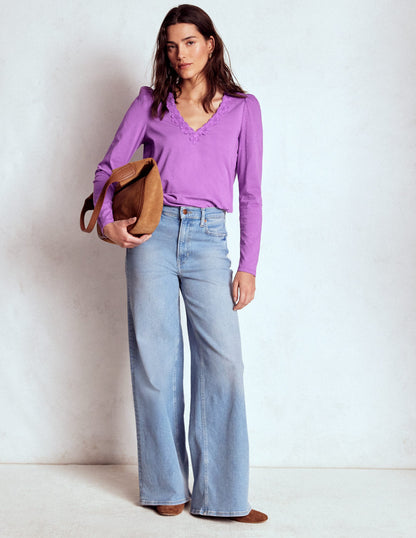 Flora Lace V-neck Top-Amethyst Purple-4