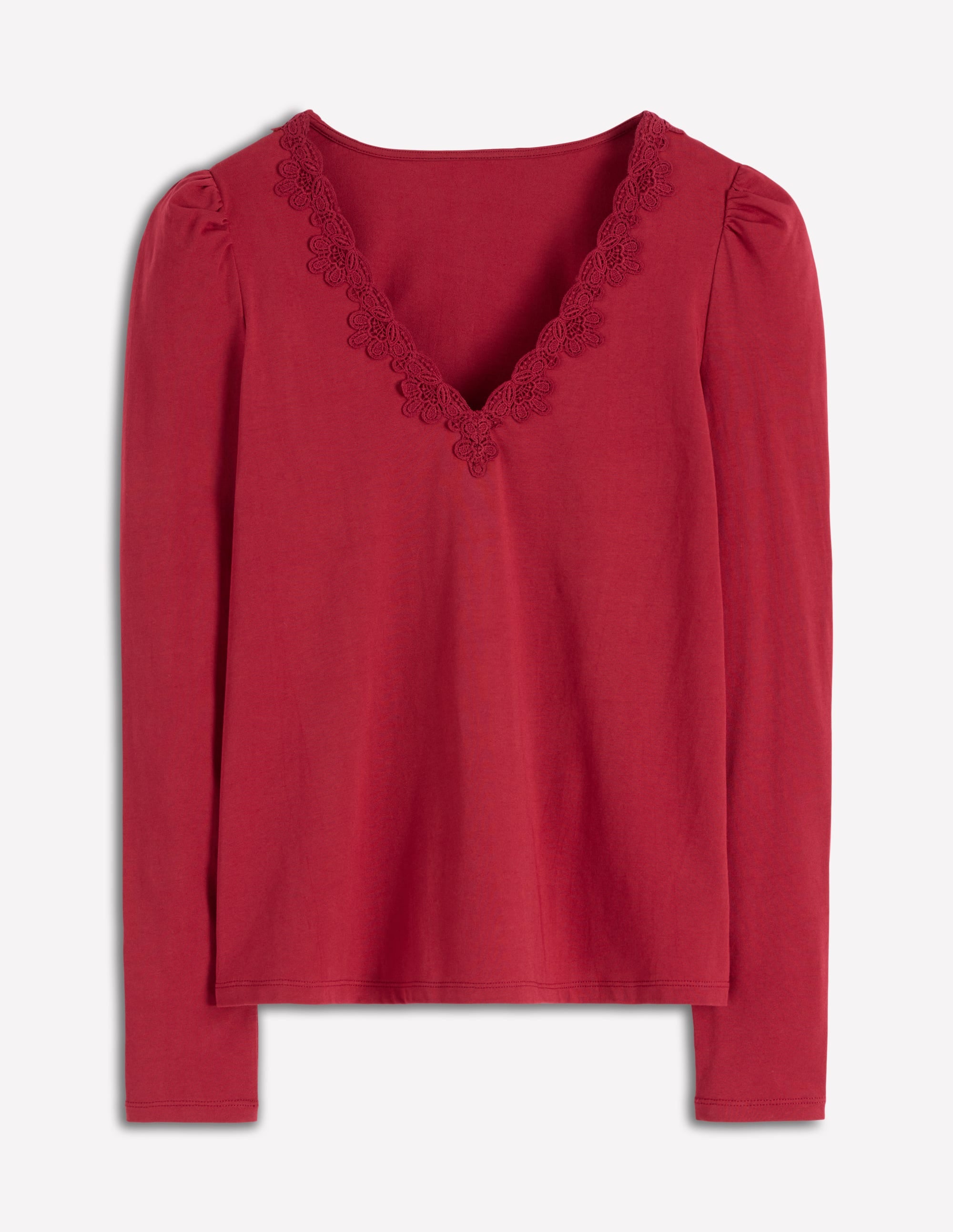 Supersoft V- Neck Trim Top-Burgundy Red - Image 5