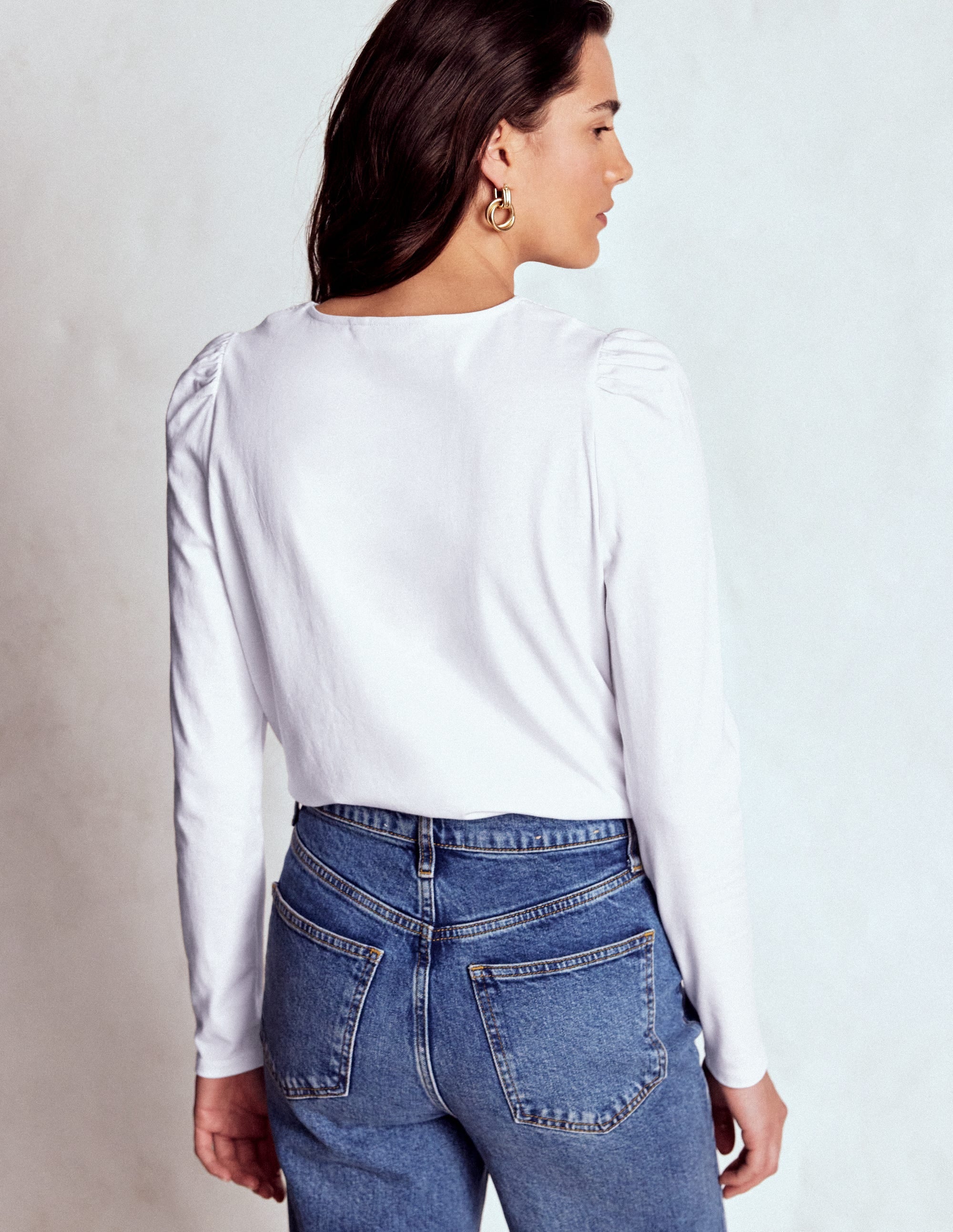 Supersoft V- Neck Trim Top-White - Image 3