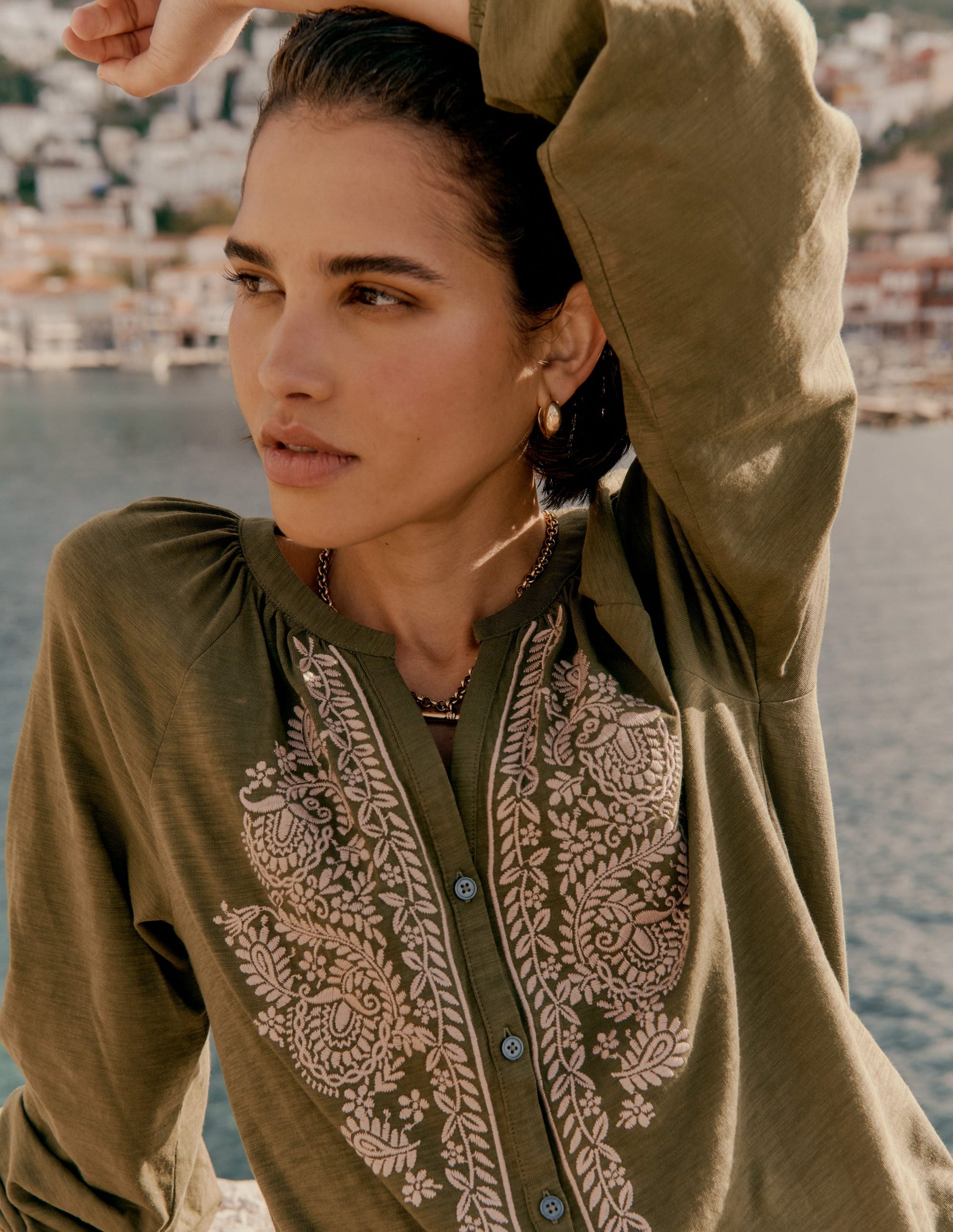 Alma Embroidered Shirt-Woodland Green-2