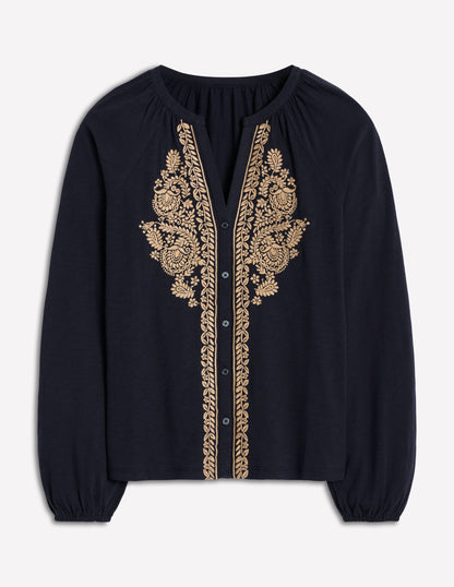 Alma Embroidered Shirt-Navy-5
