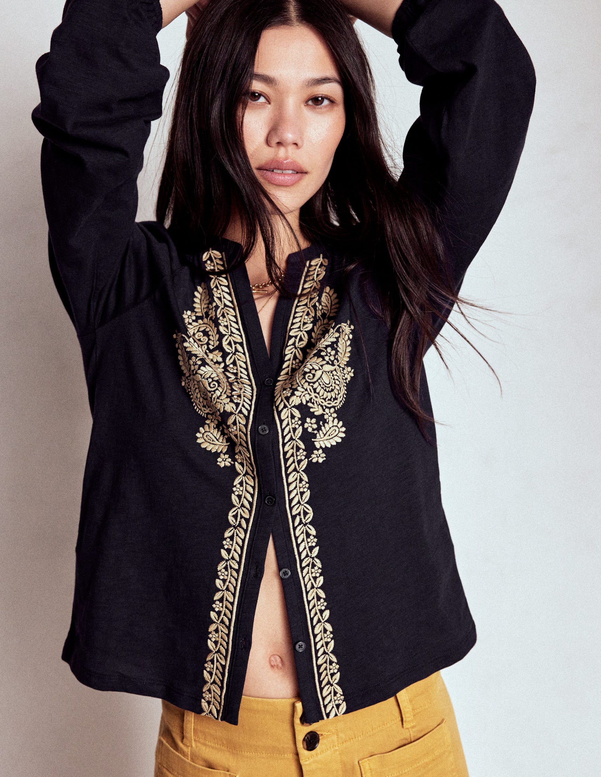 Alma Embroidered Shirt-Navy-3