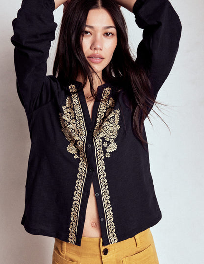 Alma Embroidered Shirt-Navy-3