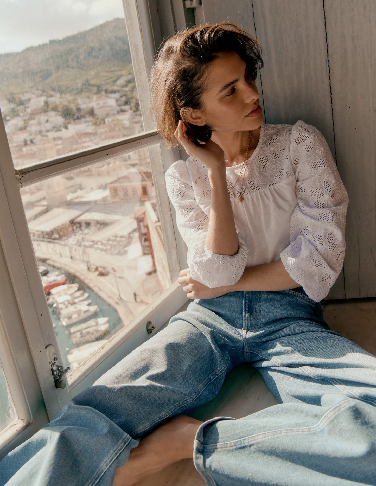 May Broderie Top-White