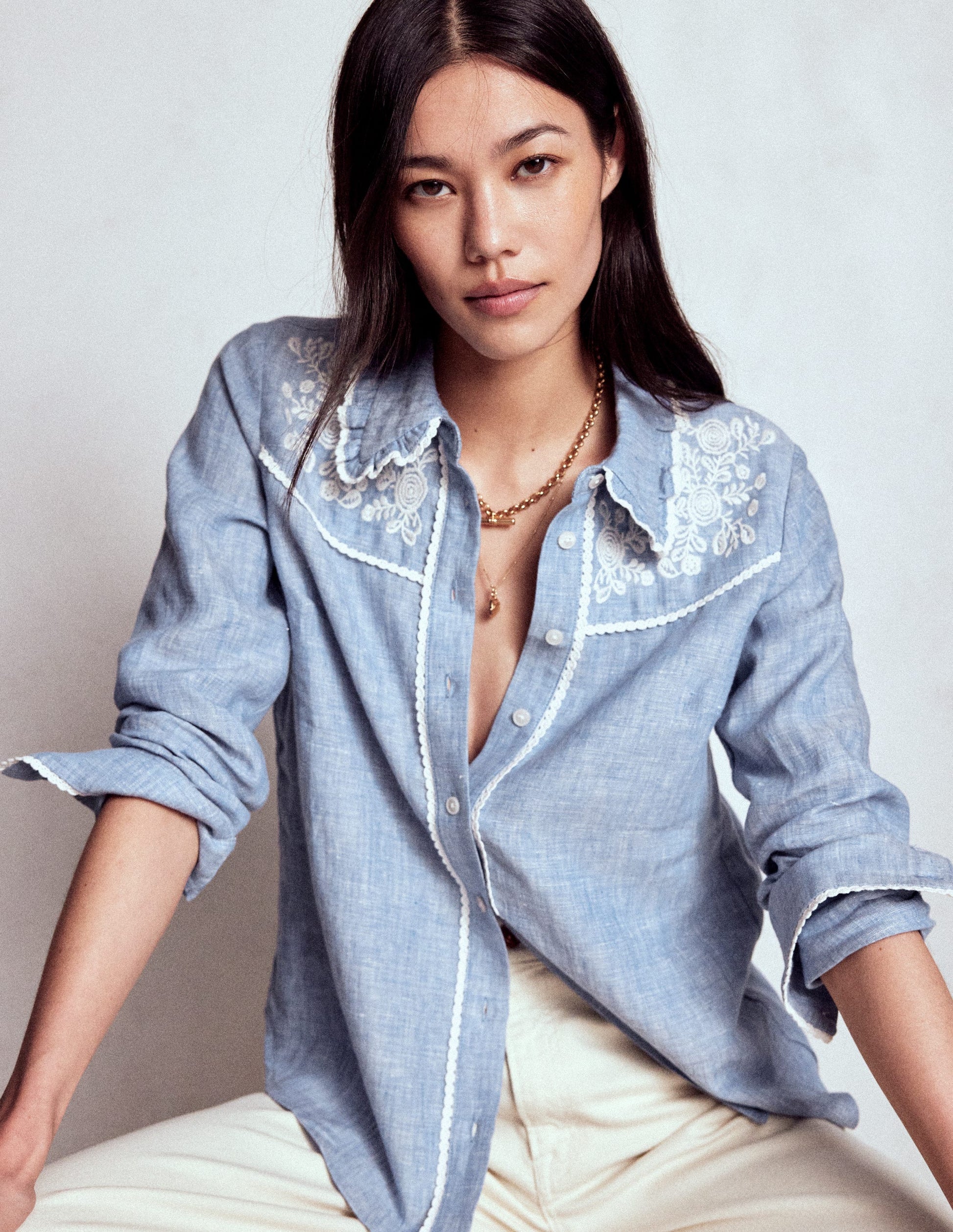 Sienna Western Shirt-Chambray-1