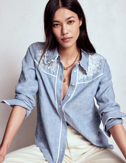 Sienna Western Shirt-Chambray-1