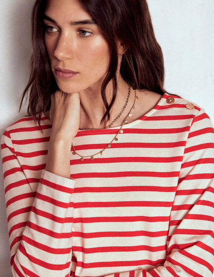 Button Mariner Breton-Ivory and Brilliant Red