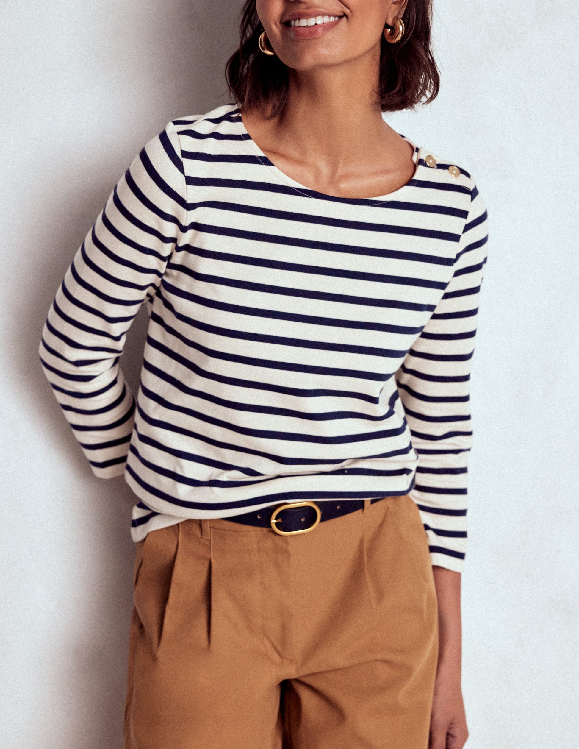 Button Mariner Breton-Ivory and Navy Stripe-2