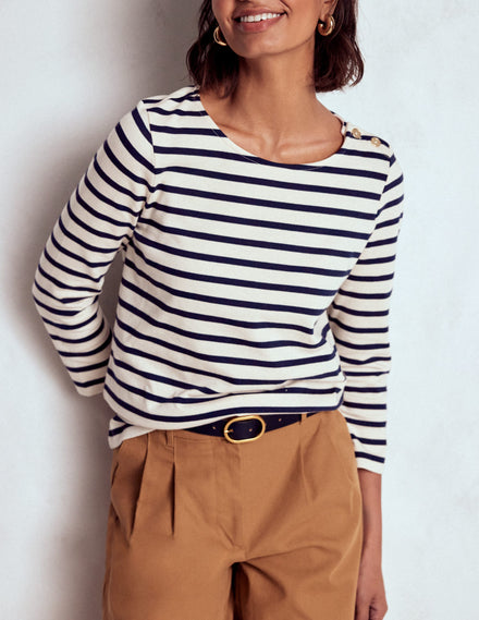 Button Mariner Breton-Ivory and Navy Stripe