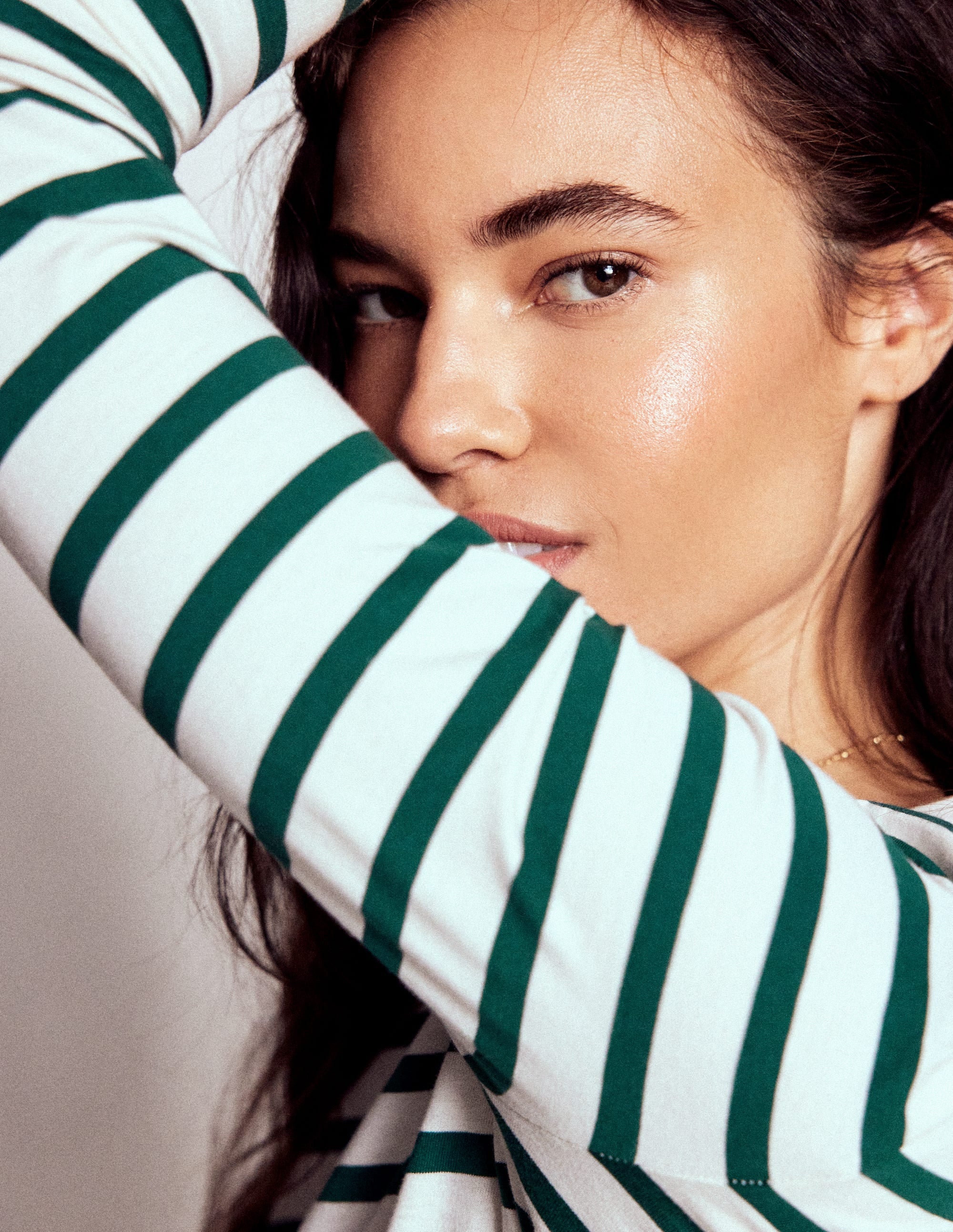 Olivia Long Sleeve Breton-Emerald Night Stripe - Image 1