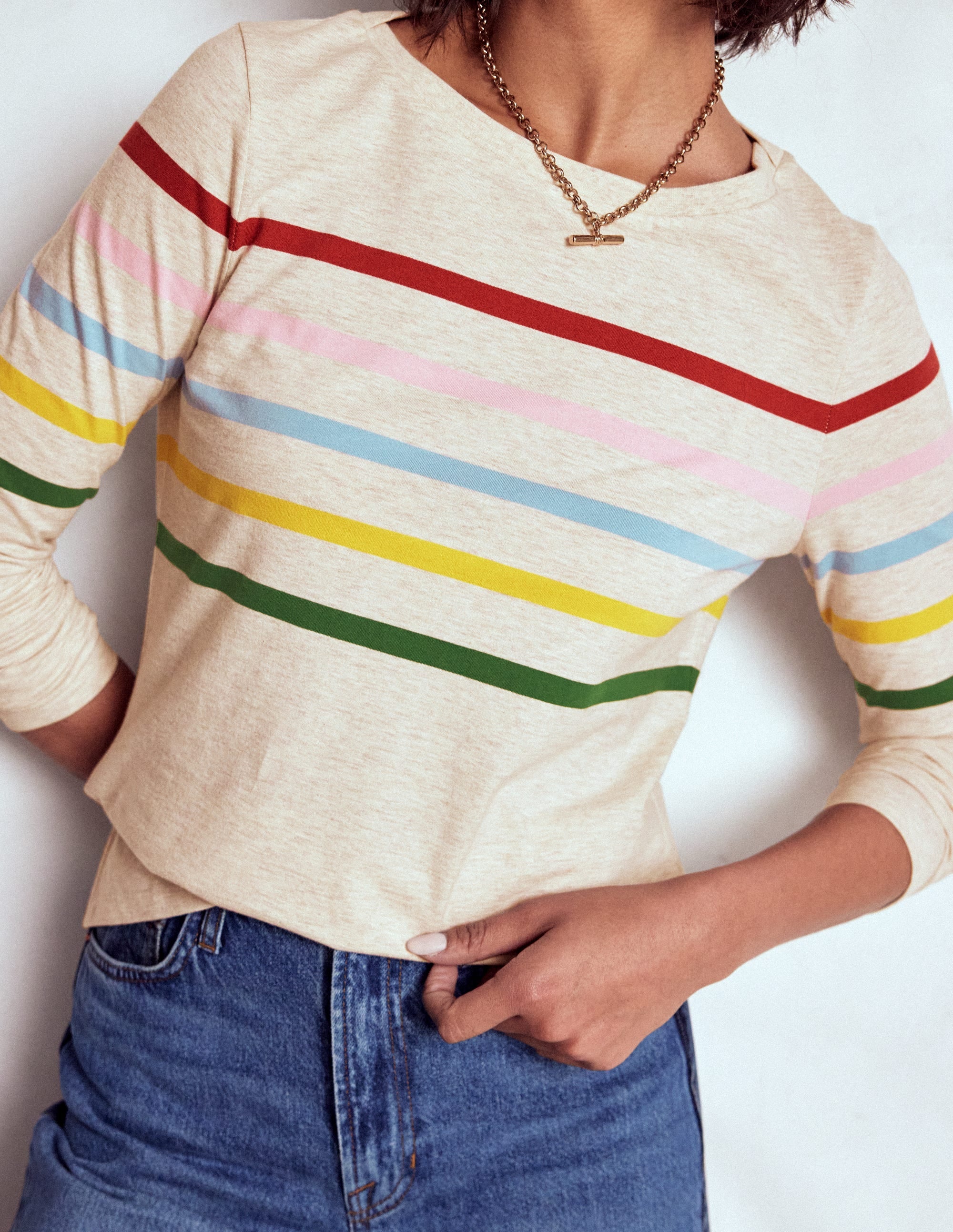 Olivia Long Sleeve Breton-Oatmeal Marl Placed Breton - Image 5