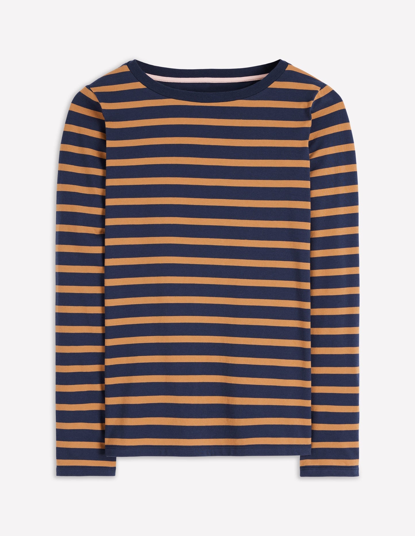 Olivia Long Sleeve Breton-Navy, Camel Stripe