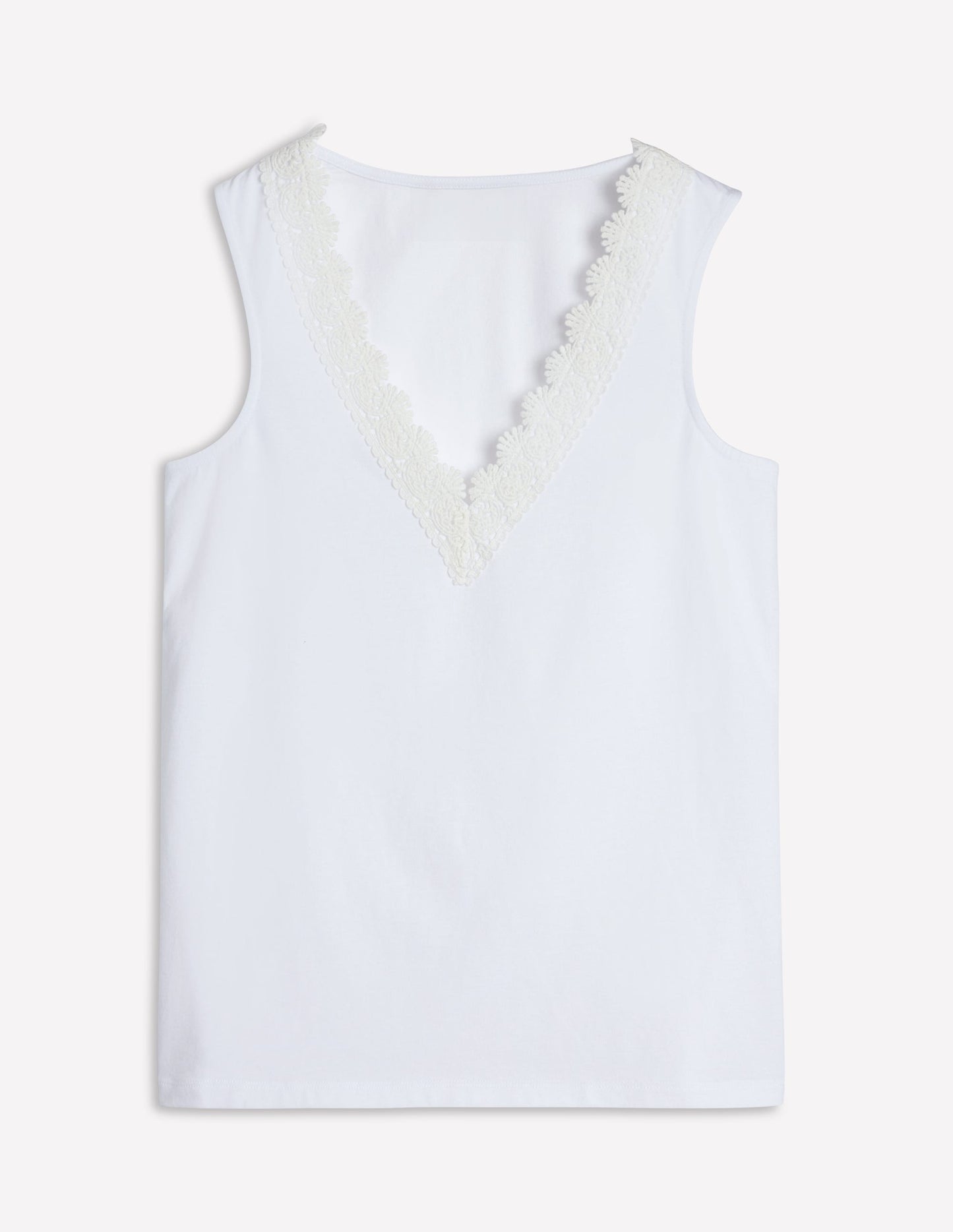 Flora Lace Trim Vest-White