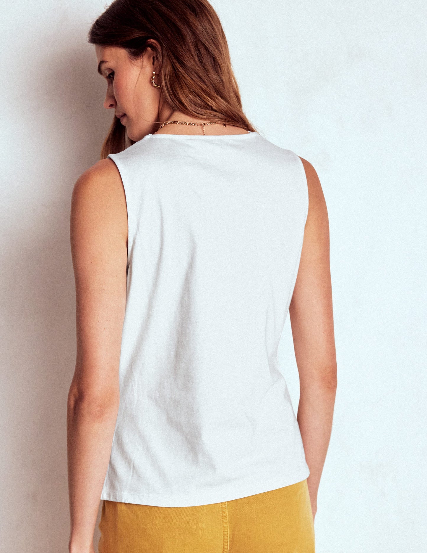 Flora Lace Trim Vest-White