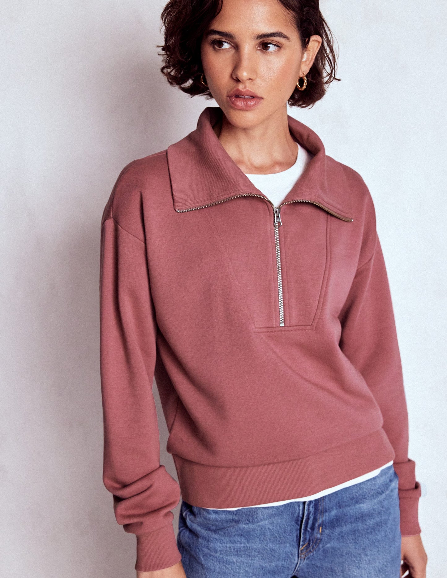 Panelled Half-zip Sweatshirt-Blushing Rose