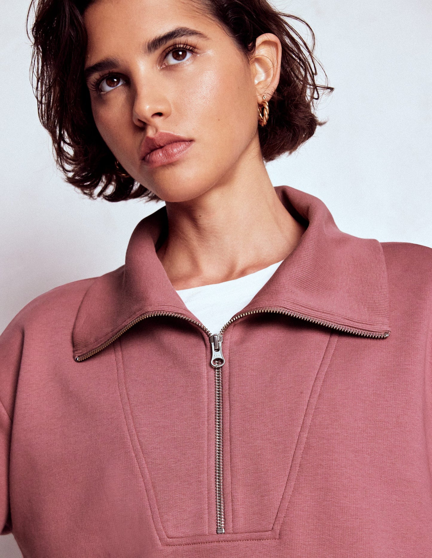 Panelled Half-zip Sweatshirt-Blushing Rose