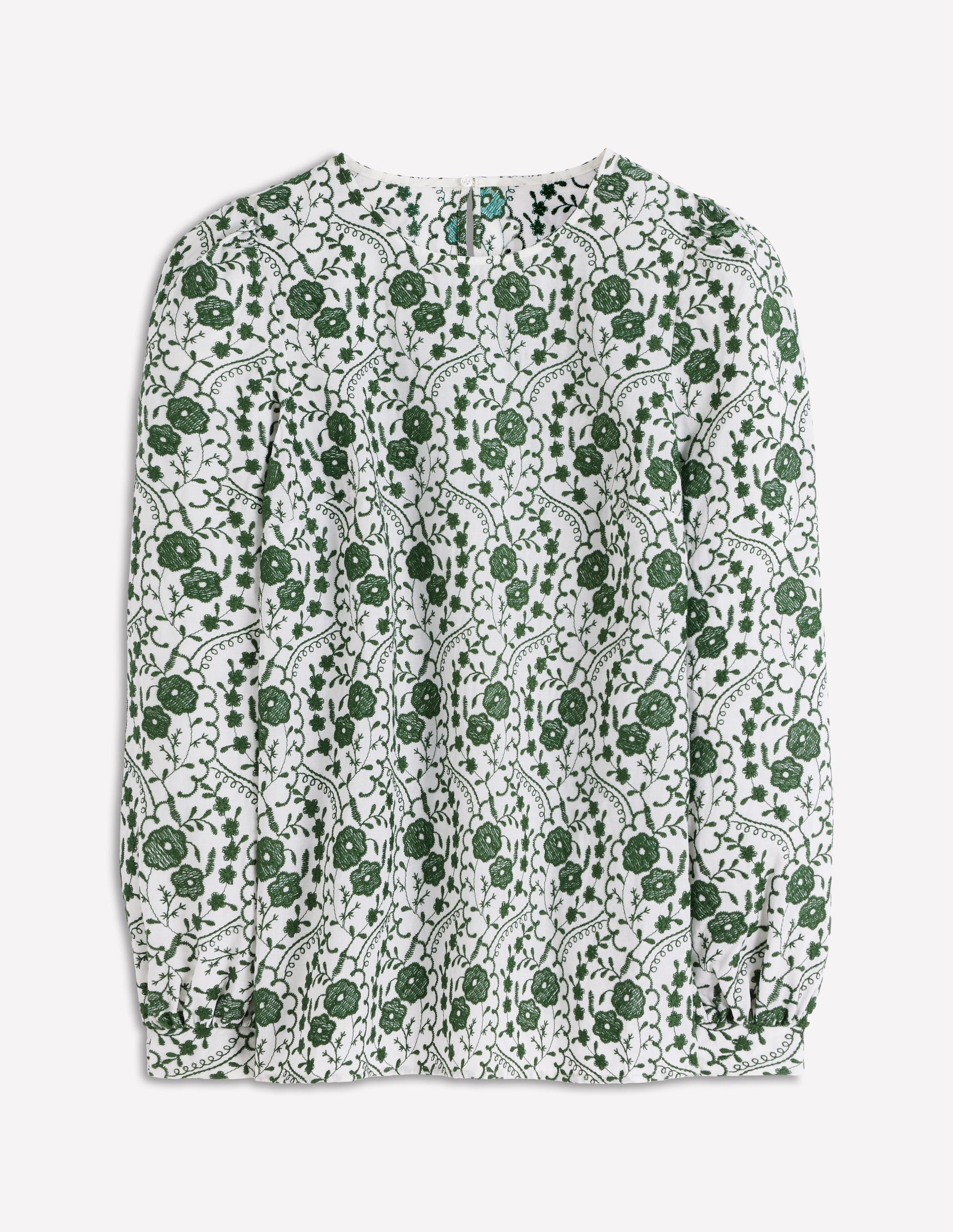 Embroidered Cotton Top-Ivory-5
