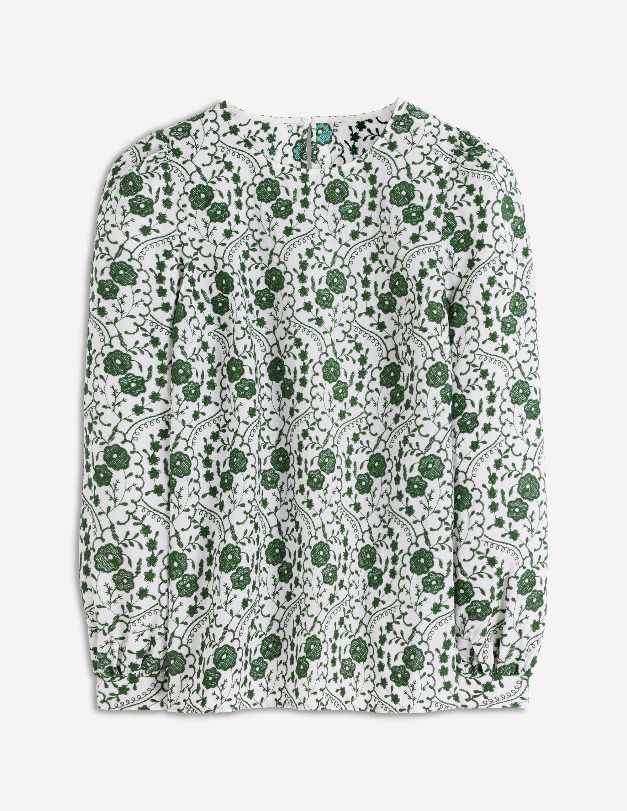 Embroidered Cotton Top-Ivory - Image 5