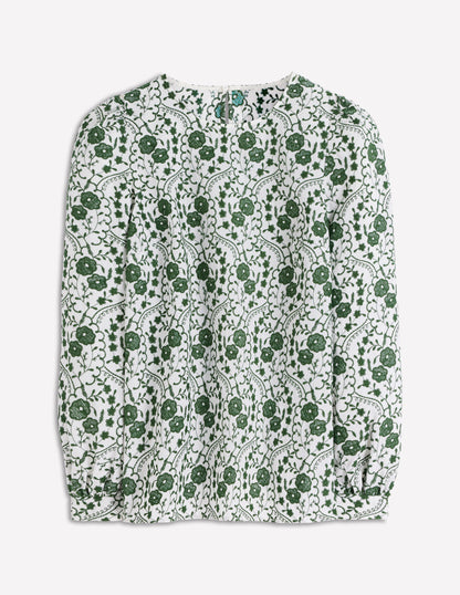 Embroidered Cotton Top-Ivory-5